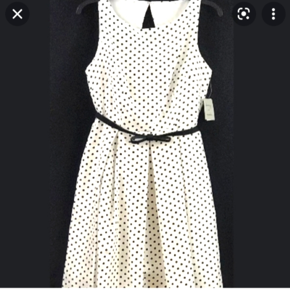 90s White Polka Dot Sleeveless Fit And Flare Dress Danny and Nicole size 16